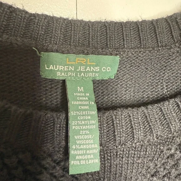 Lauren Ralph Lauren - Black Knit Sweater with buttons - Size Medium - Picture 2 of 7